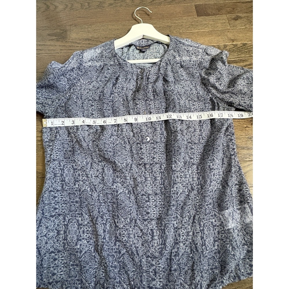 Brooks Brothers Blouse Women's 8 Blue White Paisley Silk preppy academia sheer - Picture 6 of 7
